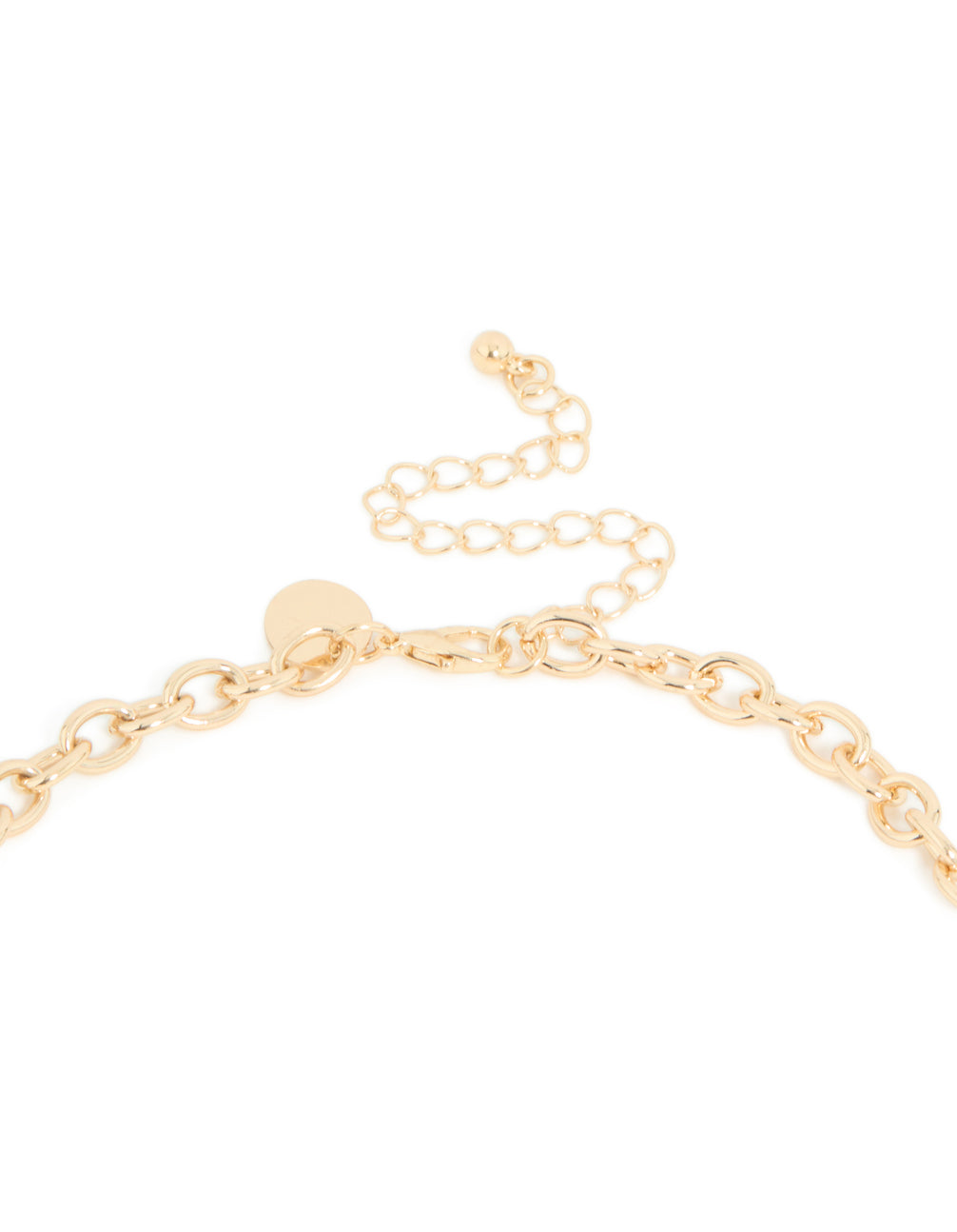Gold Long Green Beaded & Link Necklace
