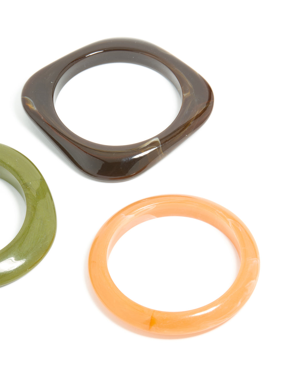 Green & Light Brown Acrylic Swirl Bangles 3-Pack