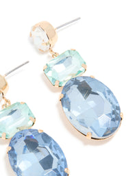 Gold Blue Diamantes Statement Drop Earrings - link has visual effect only