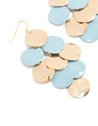 Gold & Blue Layered Disc Drop Earrings - link has visual effect only