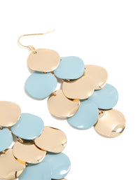 Gold & Blue Layered Disc Drop Earrings - link has visual effect only