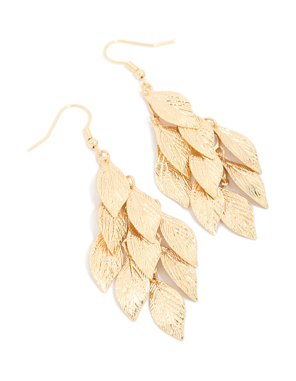 Gold Layered Leaf Drop Earrings