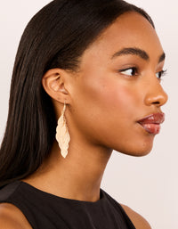 Gold Layered Leaf Drop Earrings - link has visual effect only