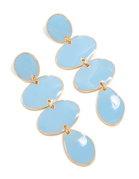 Gold Light Blue Organic Shape Drop Earrings - link has visual effect only