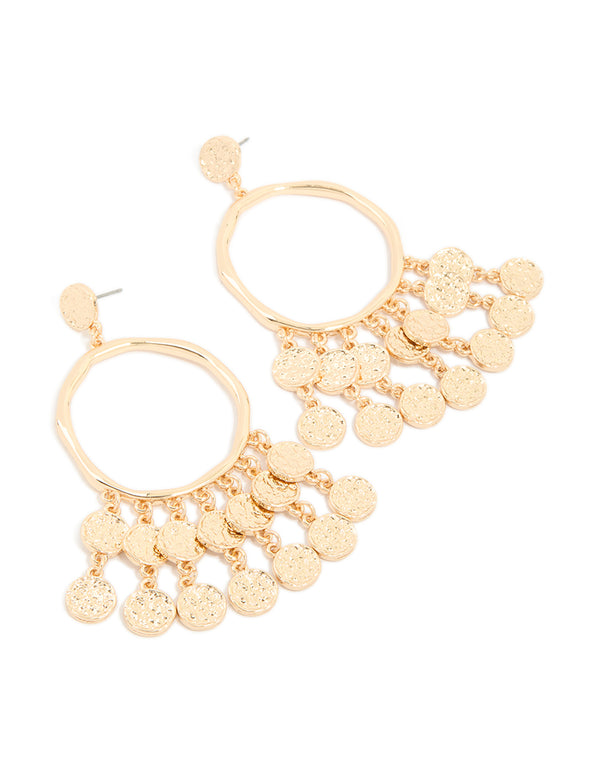 Gold Multi Coin Hoop Earrings