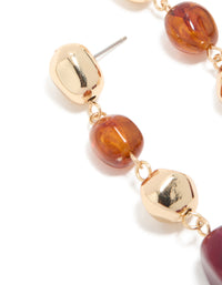 Gold Brown & Dark Pink Beaded Organic Drop Earrings - link has visual effect only