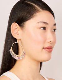 Gold Pink & Grey Multi Beaded Circle Drop Earrings - link has visual effect only