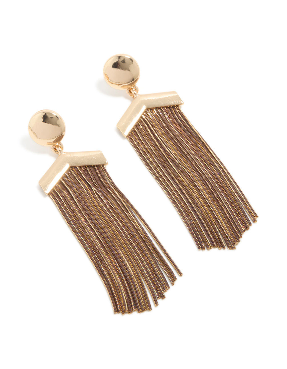 Antique Gold Long Fringe Drop Earrings