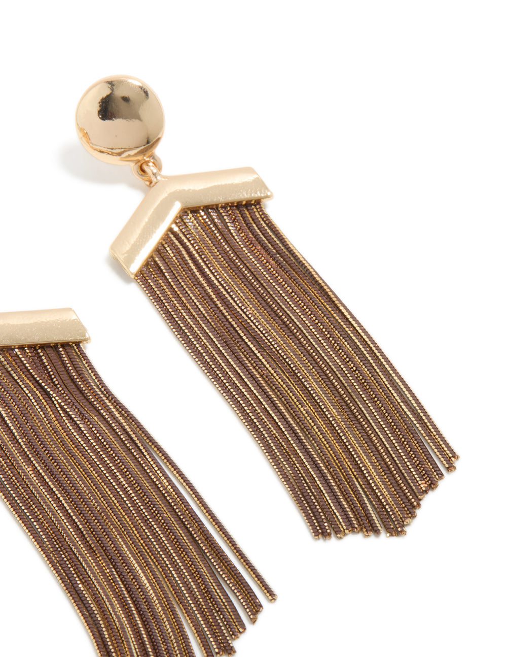 Antique Gold Long Fringe Drop Earrings