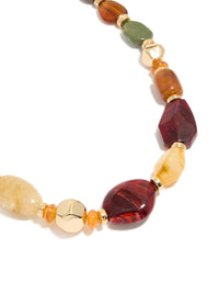 Multicoloured Beaded Organic Shape Graduating Necklace - link has visual effect only