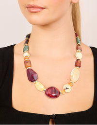 Multicoloured Beaded Organic Shape Graduating Necklace - link has visual effect only