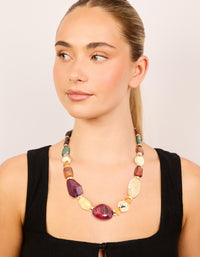 Multicoloured Beaded Organic Shape Graduating Necklace - link has visual effect only