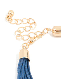 Blue Cord & Gold Beaded Layered Bracelet - link has visual effect only