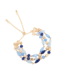 Gold Light & Dark Beaded Triple Layered Toggle Bracelet - link has visual effect only