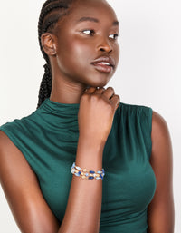 Gold Light & Dark Beaded Triple Layered Toggle Bracelet - link has visual effect only