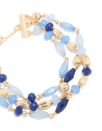 Gold Light & Dark Beaded Triple Layered Toggle Bracelet - link has visual effect only
