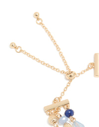 Gold Light & Dark Beaded Triple Layered Toggle Bracelet - link has visual effect only