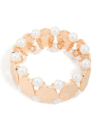 Gold Pearl & Disc Stretch Bracelet - link has visual effect only