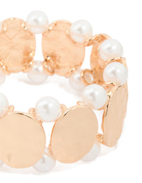 Gold Pearl & Disc Stretch Bracelet - link has visual effect only
