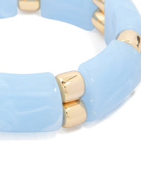Blue Stone & Gold Beaded Stretch Bracelet - link has visual effect only