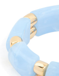 Blue Stone & Gold Beaded Stretch Bracelet - link has visual effect only