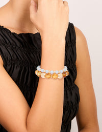 Blue & Brown Beaded Stretch Bracelets 2-Pack - link has visual effect only