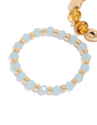 Blue & Brown Beaded Stretch Bracelets 2-Pack - link has visual effect only