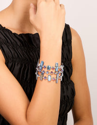 Gold Purple & Blue Beaded Stretch Bracelets 3-Pack - link has visual effect only