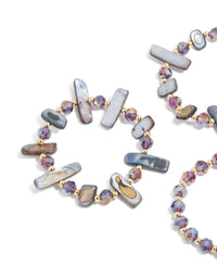 Gold Purple & Blue Beaded Stretch Bracelets 3-Pack - link has visual effect only