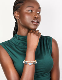 Gold and Blue Beaded Stretch Bracelets 2-Pack - link has visual effect only