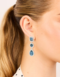 Silver Blue Diamante Multi Shape Drop Earrings - link has visual effect only