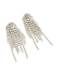 Silver Diamante Dazzle Tassel Drop Earrings - link has visual effect only
