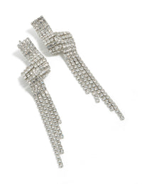 Silver Diamante Shiny Zigzag Drop Earrings - link has visual effect only