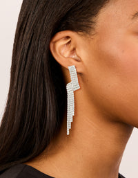 Silver Diamante Shiny Zigzag Drop Earrings - link has visual effect only