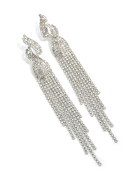 Silver Diamante Open Curve Drop Earrings - link has visual effect only
