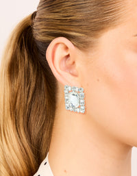 Silver Diamante Fancy Square Stud Earrings - link has visual effect only