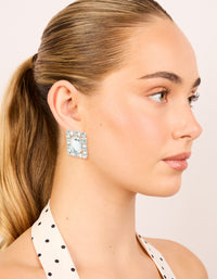 Silver Diamante Fancy Square Stud Earrings - link has visual effect only