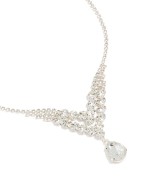 Silver Diamante Dazzling Split Row Necklace - link has visual effect only