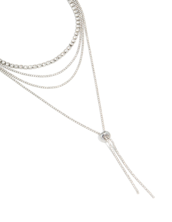 Silver Diamante Tennis & Toggle Layered Necklace