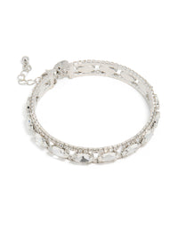 Silver Diamante Shiny Ovals Bracelet - link has visual effect only