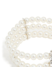Silver Diamante & Pearl Layered Bracelet - link has visual effect only