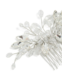 Silver Diamante Floral Vine Hair Comb - link has visual effect only