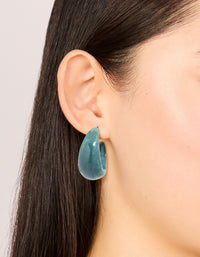 Forest Green Wide Marbled Hoop Earrings - link has visual effect only