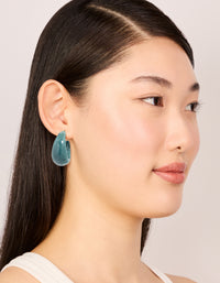 Forest Green Wide Marbled Hoop Earrings - link has visual effect only