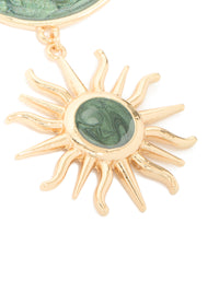 Gold Green Marbled Celestial Drop Earrings - link has visual effect only