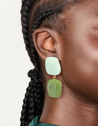 Light & Dark Green Acrylic Double Square Drop Earrings - link has visual effect only