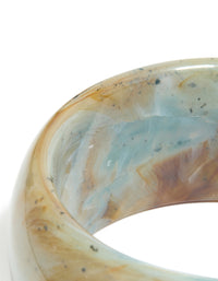 Light Blue & Brown Marbled Acrylic Thick Bangle - link has visual effect only