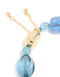 Gold Organic Light Blue Beaded Toggle Bracelet - link has visual effect only