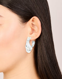 Silver Textured Hoop Earrings - link has visual effect only