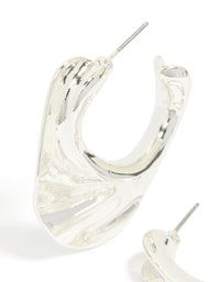 Silver Textured Hoop Earrings - link has visual effect only